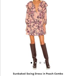 Free People Sunbaked Swing Dress in Peach Combo